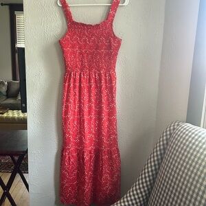 Everlane NEW milkmaid floral sundress jumper red Cottagecore peasant preppy